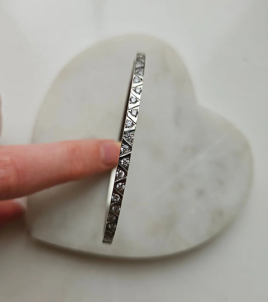Luxe Zig Zag CZ Bracelet Bangle - Silver