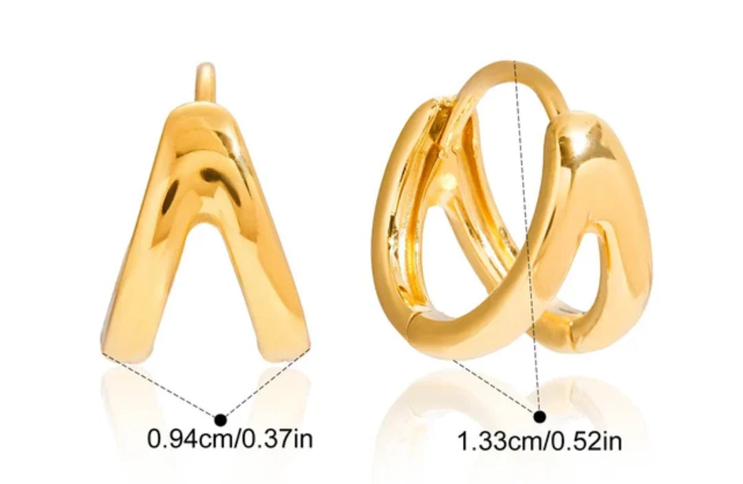 Small Double Huggie Hoop Earrings - Mix Metal