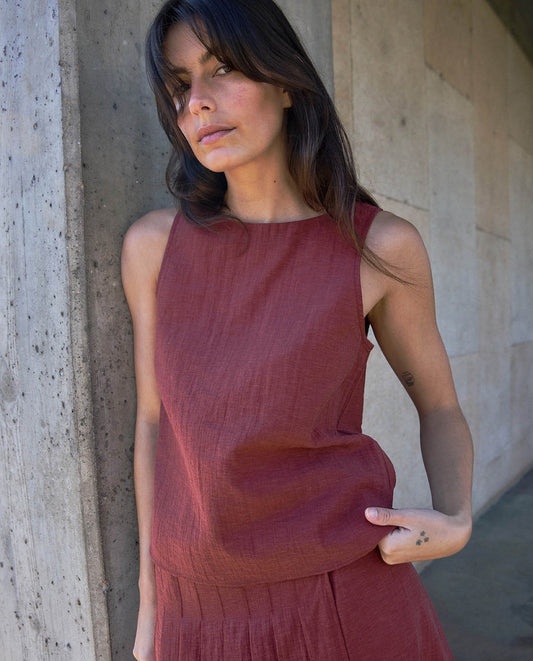 Bateau-Neck Sleeveless Top