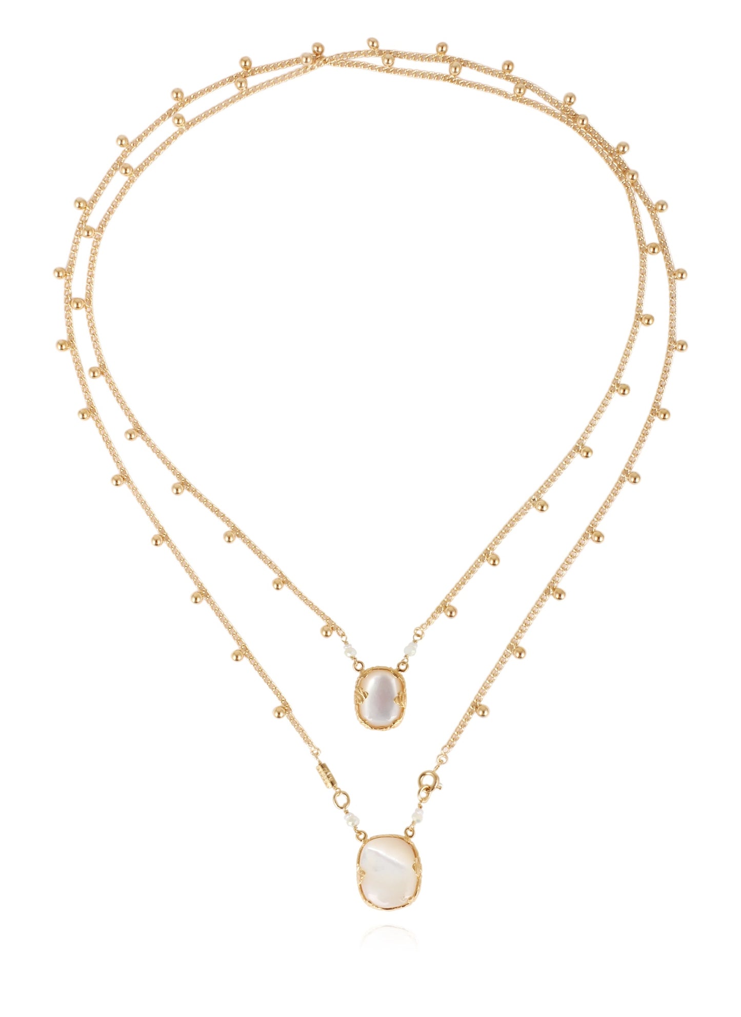 Scapulaire Serti Necklace - Mother Of Pearl & Crystal