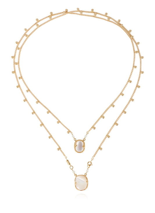 Scapulaire Serti Necklace - Mother Of Pearl & Crystal