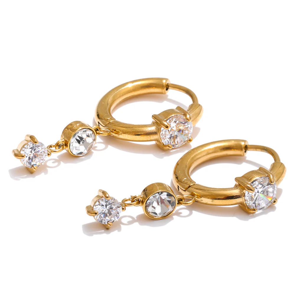 Sparkle Drop Hoop Earrings - Gold