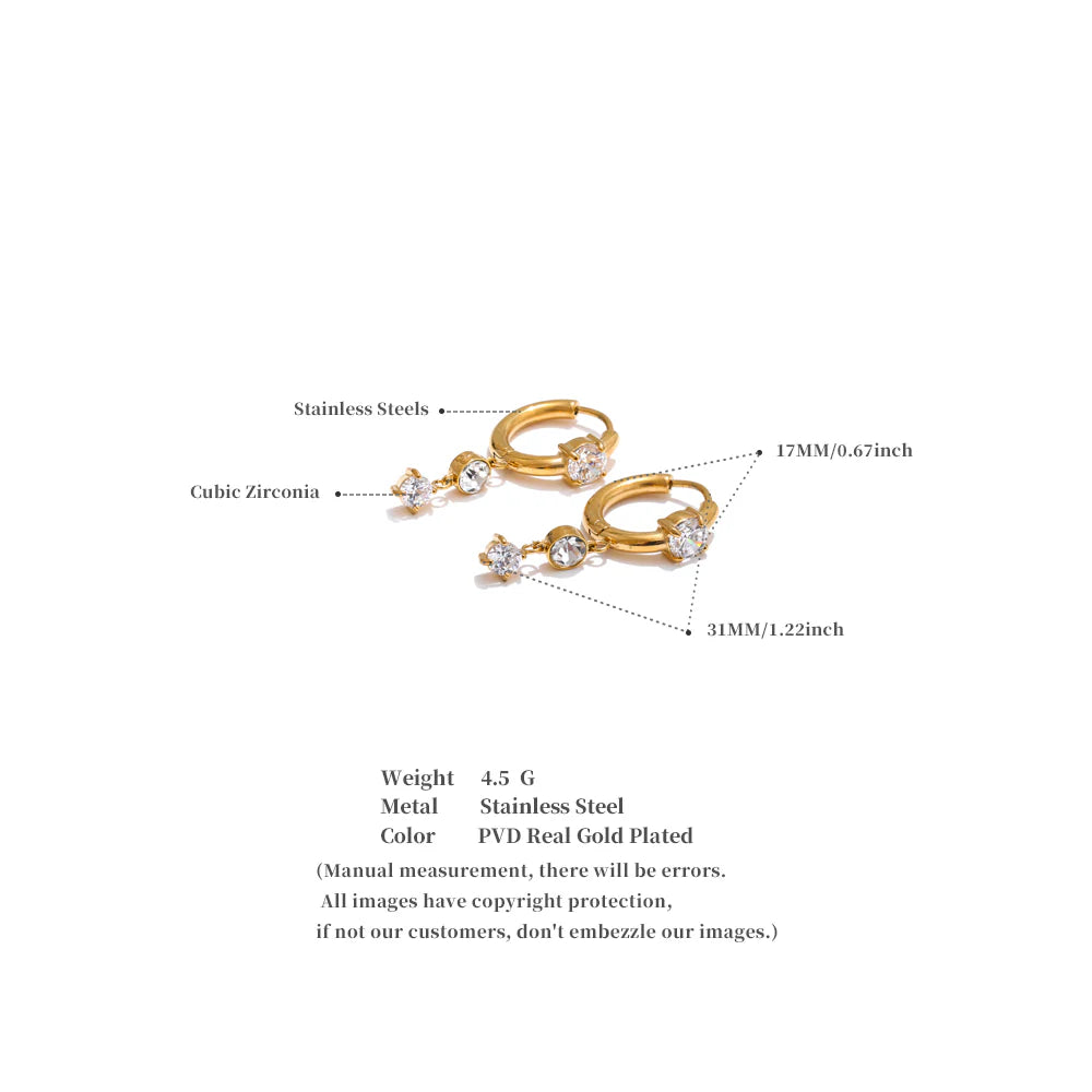 Sparkle Drop Hoop Earrings - Gold