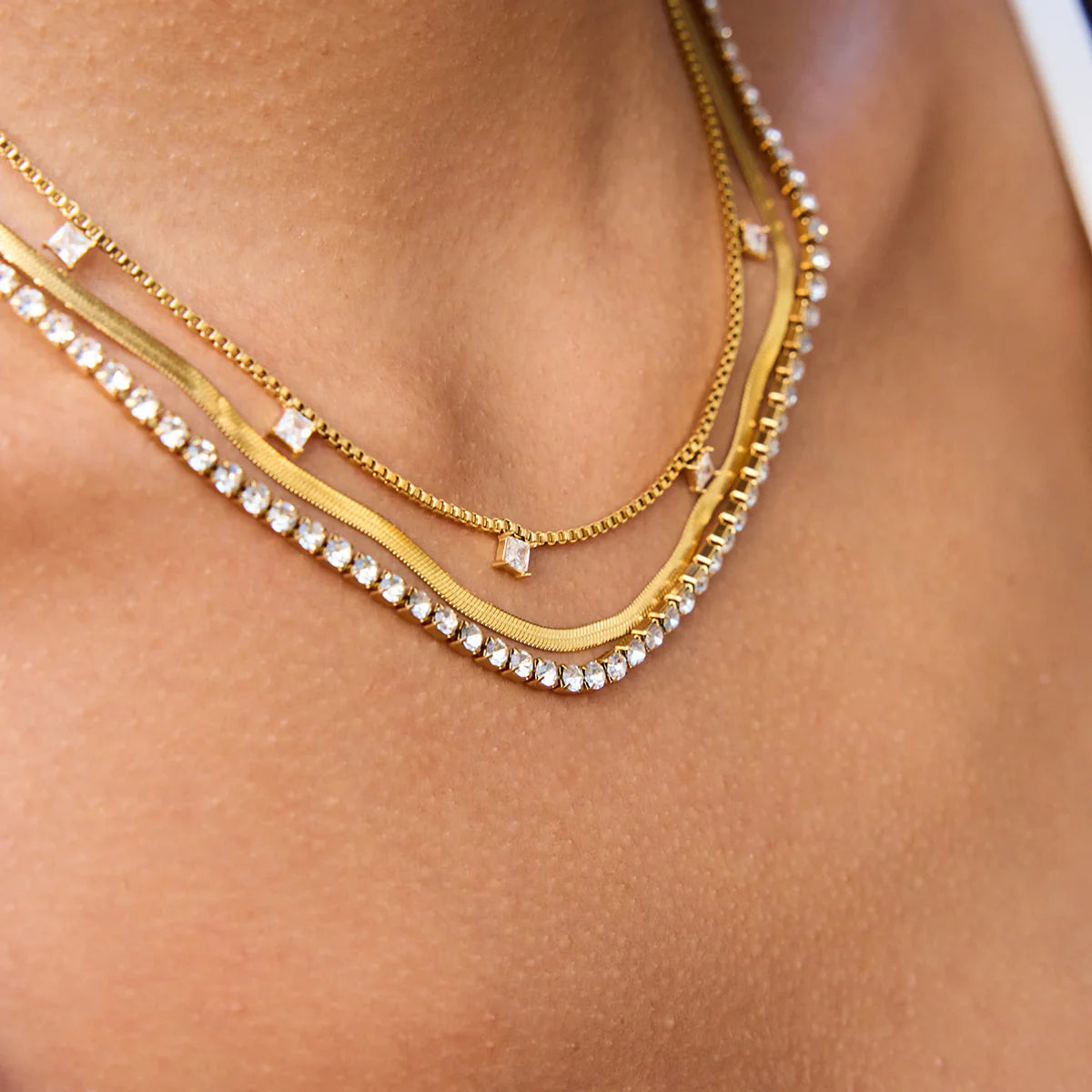Triple Layered Sparkle Chain Necklace