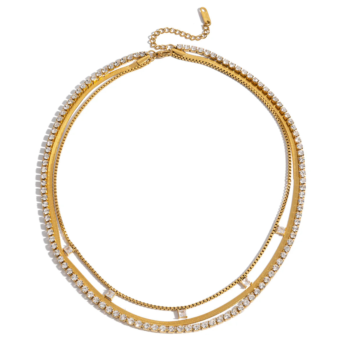 Triple Layered Sparkle Chain Necklace