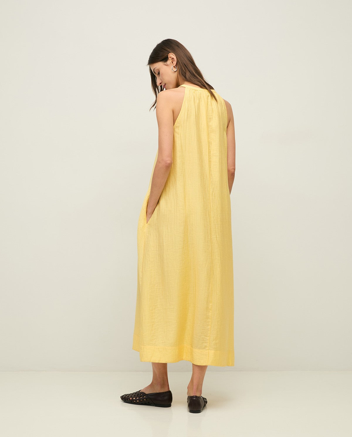 Crinkled Effect Halter Dress